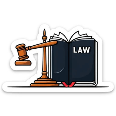 Law book with gavel sticker