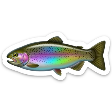 realistic rainbow trout fish bright purple blue green yellow white with black speckles sticker
