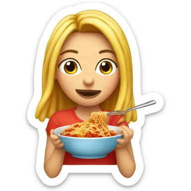 Pretty girl eating spaghetti  sticker