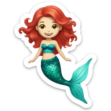 mermaid with red hair smiling sticker