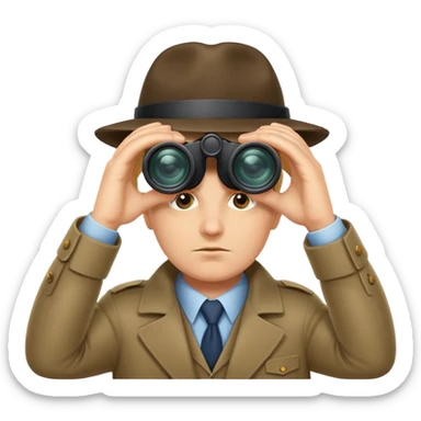 Detective peeking through binoculars sticker