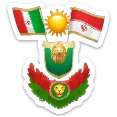 An eagle in the background of which is the lion and sun flag of Iran sticker