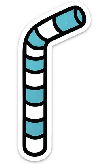 Change the straw to blue and white stripes, keep playful pop colors style, keep background as is. sticker