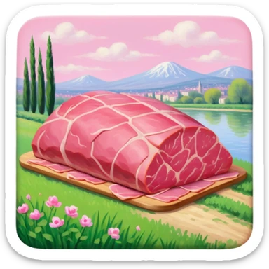 impressionist SPAM meat  claude monet paris spring landscape  sticker