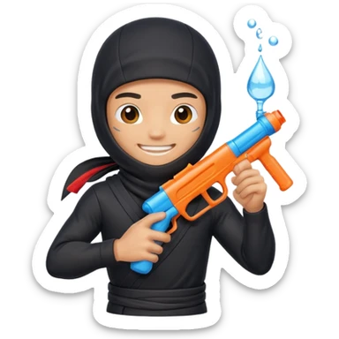 Ninja with water gun sticker