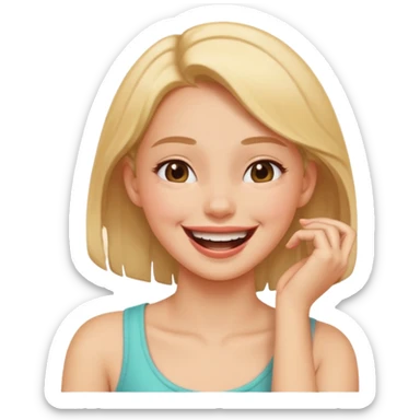 girl laughing cross grabbing neck sticker