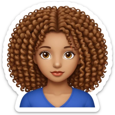 Beautiful Haitian and Puerto Rican girl with light brown skin and medium length curly very curly hair and beautiful hazel eyes sticker