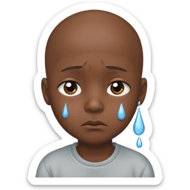 Little bald sad black boy sticker
