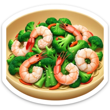Chinese dish shrimp with broccoli  sticker