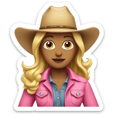 blonde girl pink cowgirl sticker