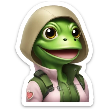 Frog wearing Jill valentines resident evil outfit sticker
