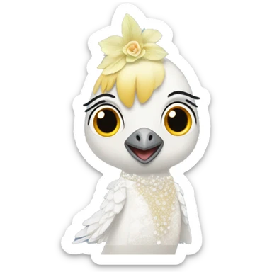 Cockatiel wearing a wedding dress  sticker