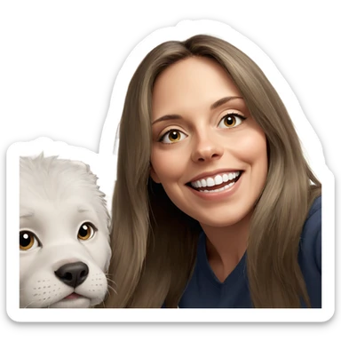 smiling girl with cat and dog sticker