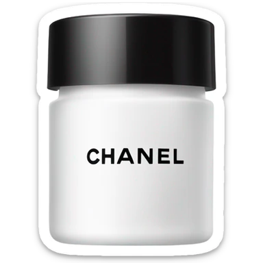 A circular white hand cream with the Chanel logo. sticker