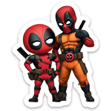 Deadpool y goku tomándose una foto  sticker