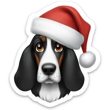 Black basset hound with Santa hat sticker