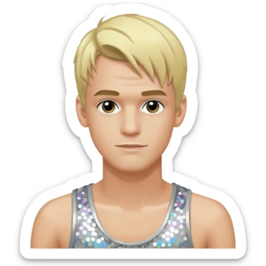 Aaron Carter with blonde hair, silver sequin tank top sticker