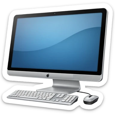 desktop computer with a program running, simple, clear, no text sticker