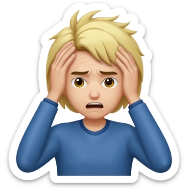 pulling hair out with upset face sticker