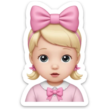 Baby with pink bow sticker