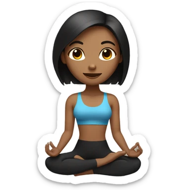 light brown yoga girl with bob length black hair sticker
