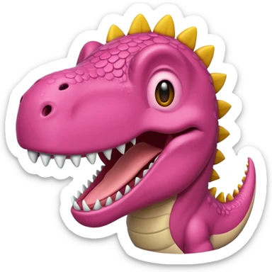 Crea un emoji de un dinosaurio de color rosa, que sea como este 🦖 sticker