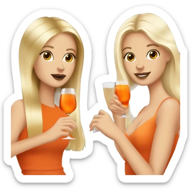 Two girls one blonde and one brown hair drinking aperol sticker