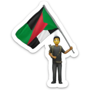 Man holding Palestinians flag sticker