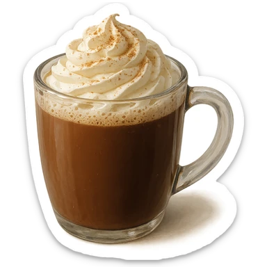 cozy hot chocolate with whipped cream and cinnamon sticker