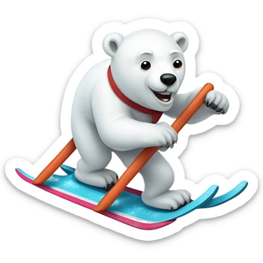 Polar bear skiing sticker