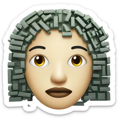 face with lips covered by computer processor sticker