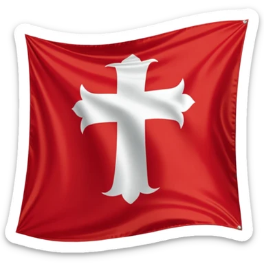 Apple iOS emoji style, drapeau savoyard, carré aux coins arrondis, fond rouge vif légèrement dégradé, croix blanche épaisse parfaitement centrée, rendu lisse et propre, léger effet glossy iOS, contraste élevé, design minimaliste, lisible en petite taille, fond transparent, haute résolution. sticker