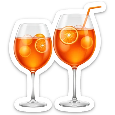 Aperol spritz in balloon glass with aperol spritz logo on it sticker