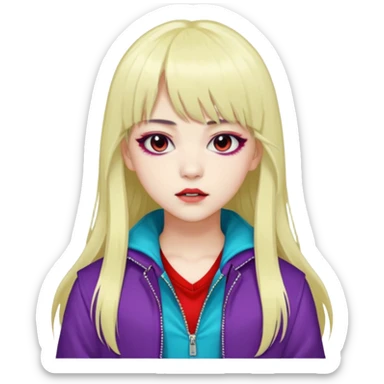  portrait-of-a-vampire-k-pop-idol,-wearing-a-stylish-streetwear-outfit-with-layered-colorful-clothing,-long-hair-with-bangs,-makeup,- sticker