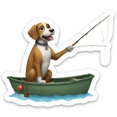 Dog fishing sticker