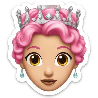 pink princess with crown black eye sticker