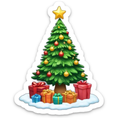 Christmas tree with gift sticker