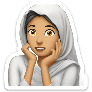 Arab woman thinking hard with hand on chin sticker