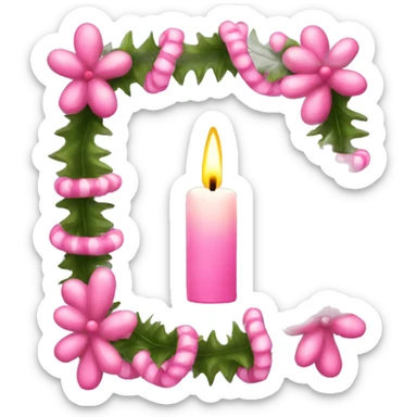 christmas candle pink garland  sticker