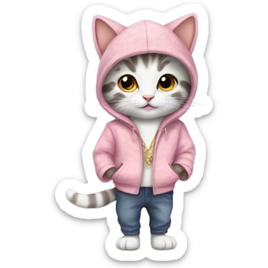kitten in cute clothes sticker
