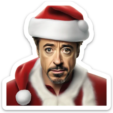 robert downey jr. as santa claus sticker