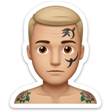 where peace out in his forehead sticker