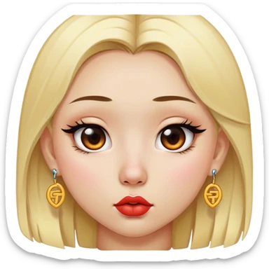 Girl with blonde hair piercing on the nose thick lips and Chinese eyes sticker