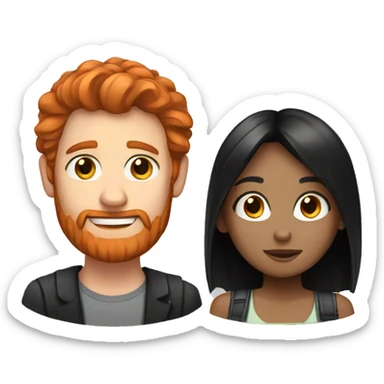 A red haired man and black haired girl  sticker