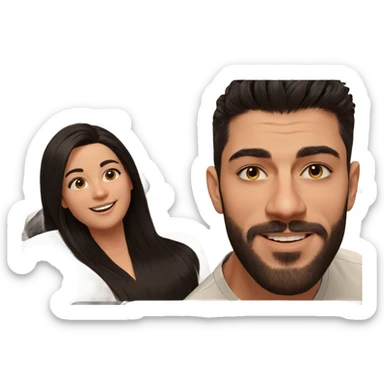 smiling couple with black hair sticker