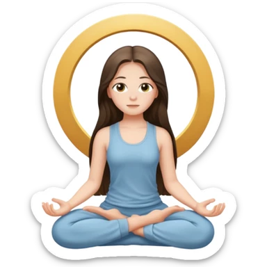 pretty white brunette teen long hair with hazel eyes meditating sticker