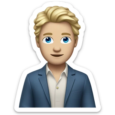 do a white skin man with dirty blond hair and blue eyes full body arms legs and a chic outfit  sticker