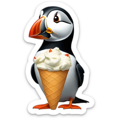 Puffin eating Icecream sticker
