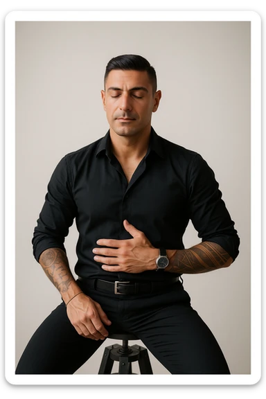 Uomo che applica la respirazione per calmare il suo sistema nervoso sticker