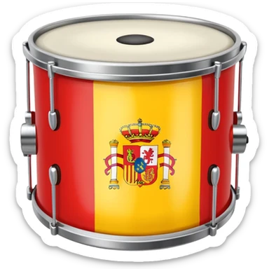 Quiero un emoji que sea un tambor de metal con la bandera de España  sticker